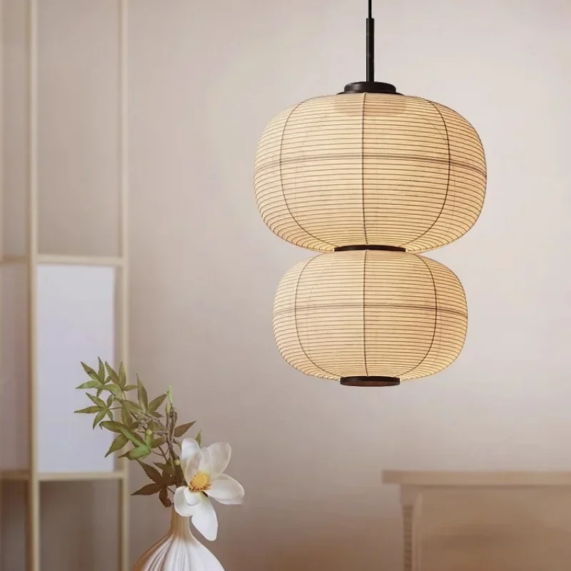 Japanese Vintage Fabric Pendant Lights Wabi Sabi Creative Lantern Lights  Noguchi Lamp for Living Room Home Dining Room Lighting