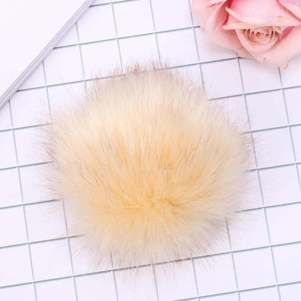 15cm Big Women Beanies Cap Imitation Skullie Fur Pompom Knitted Hat