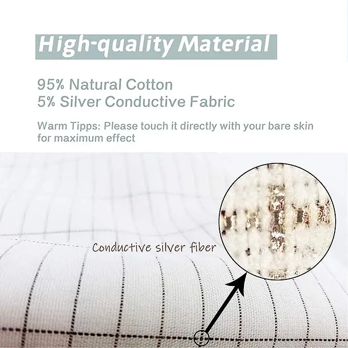 MAXSHAER-Folha plana condutora Silver Fiber, lençol de cama para dormir melhor, aterramento 68x132cm, algodão orgânico