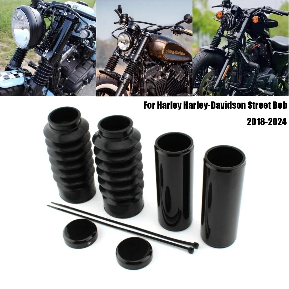 

158mm Front Fork Cover Gaitors Boot Upper Fork Cap Kit For Harley-Davidson Street Bob 2018-2024