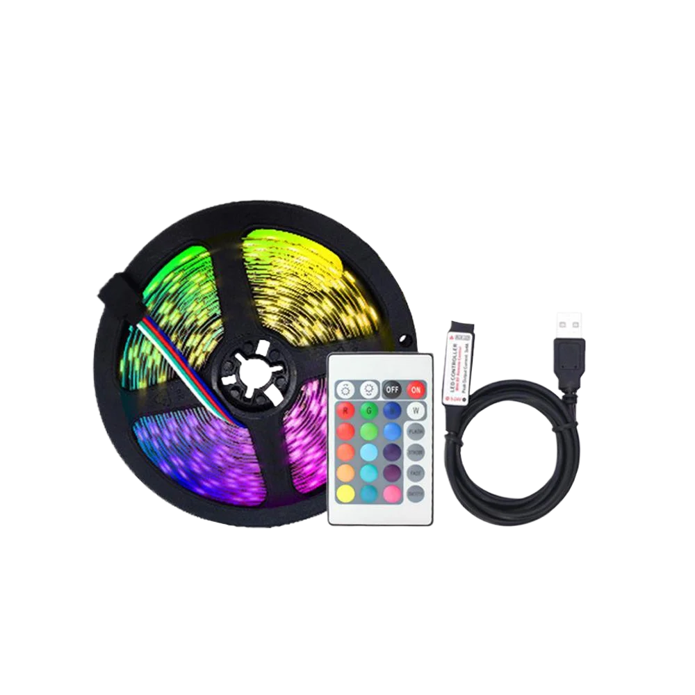 Bande lumineuse Led RGB 5V 2835, Kit de télécommande, ruban LED Flexible alimenté par USB, 60LED/m, bande de Diode de rétro-éclairage pour écran TV et bureau