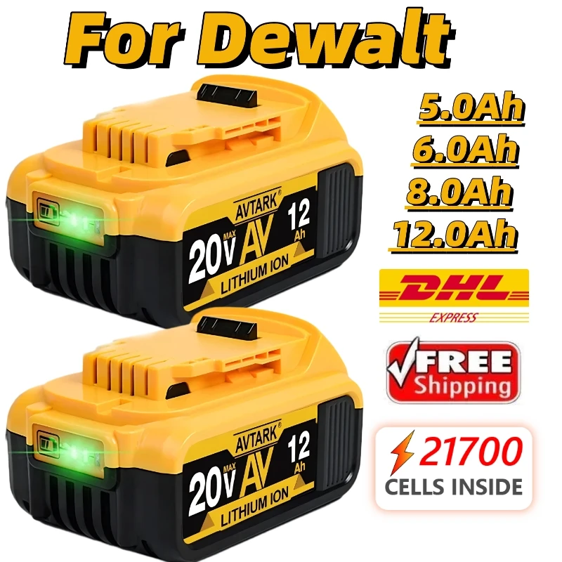 

2025Новый 100% оригинальный аккумулятор 12000 мАч 20 В для электроинструмента Dewalt DCB206 20 В 12,0 Ач Аккумулятор DCB206 Аккумулятор 20 В DCB205 DCB200