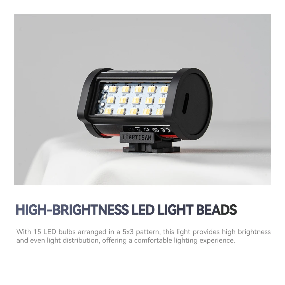 TTARTISAN-MINI luz LED de relleno para vídeo, montaje magnético, película Reteo, 0,5 W, 3000/4500/6000K CRI 95 + 300mAh, Zapata fría Universal