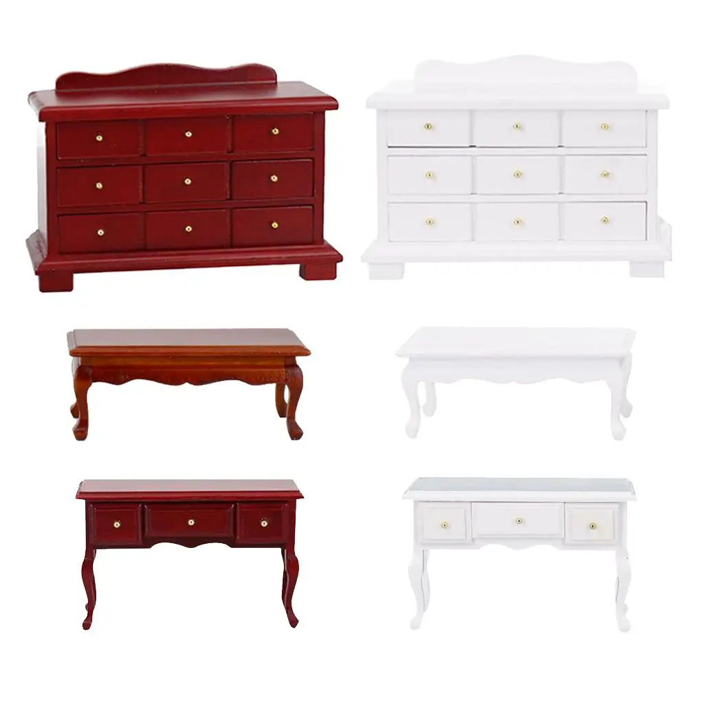 1/12 خزانة بيت الدمى الخشبية المنمنمات الأثاث نموذج Accs