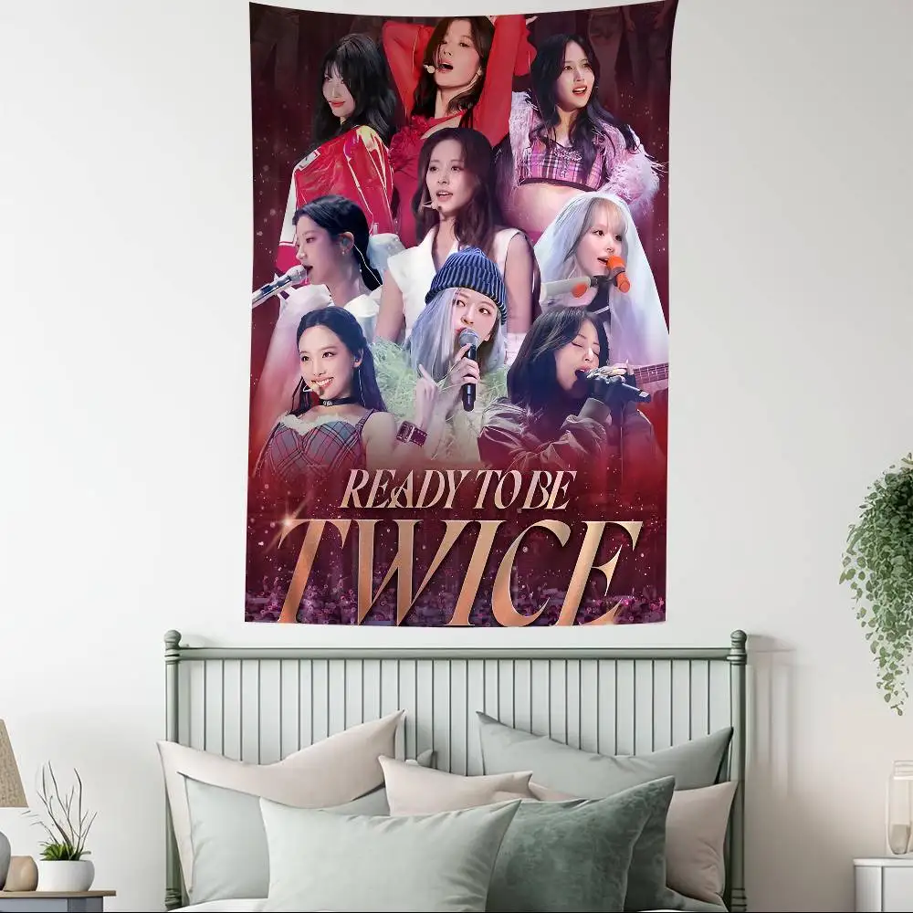Canvas Painting kpop T-Twice Cartoon Tapestry for Living Room Home Dorm Decor INS Home Decor
