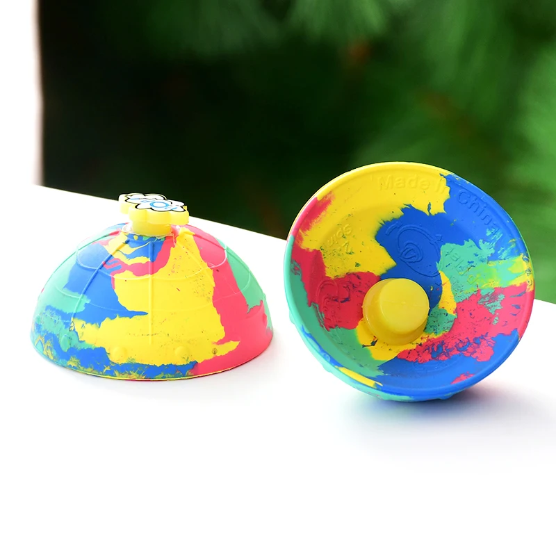 Novelty Bounce Rubber Popping Bowls Hip Hop Style Jump Half Side Bouncing Balls Outdoor Fun Camouflage Spinning Bounce Bowl Toys