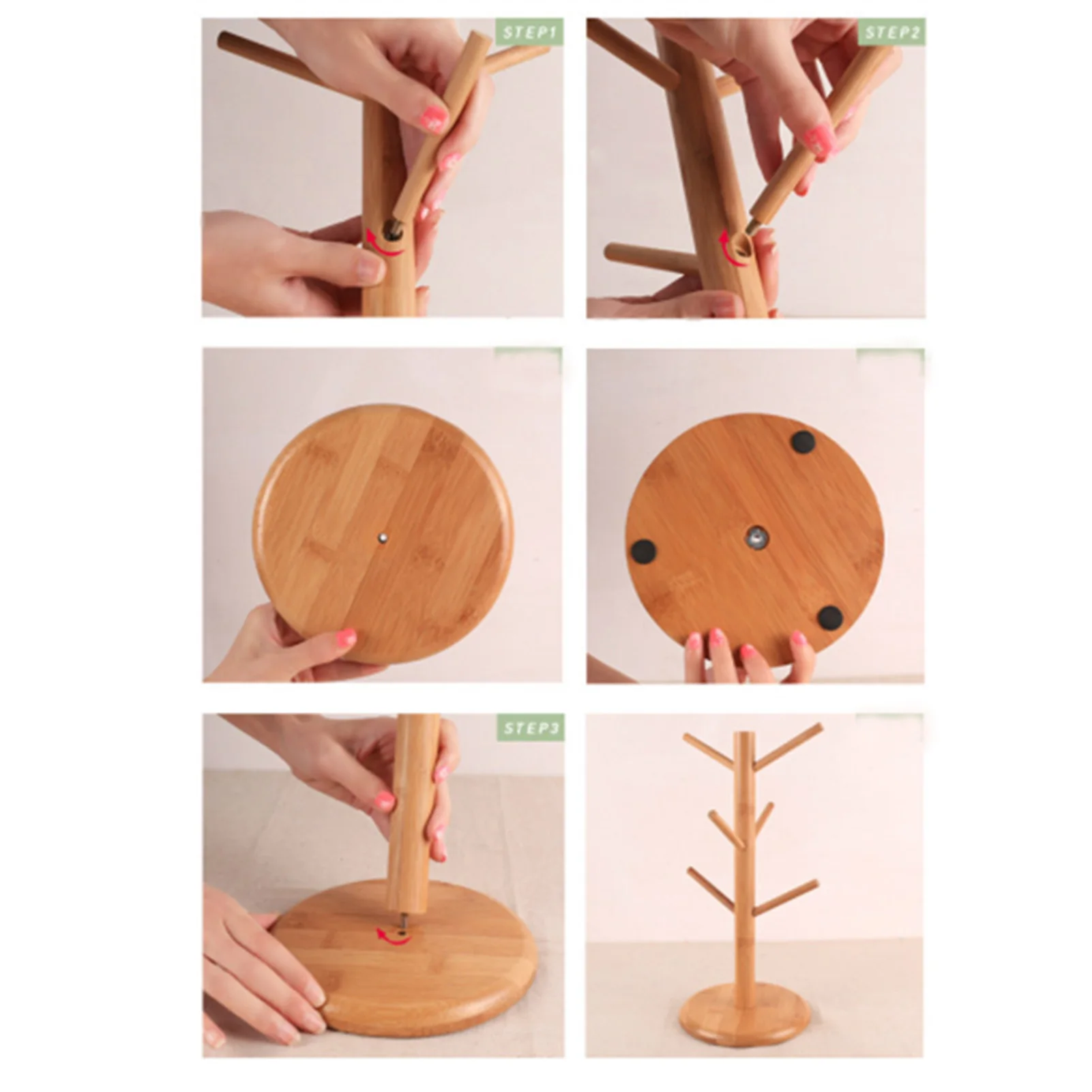 Wood Tree Coffee Cup Holder Durable And Environmentally Friendly Suitable For Hanging Coffee Mugs