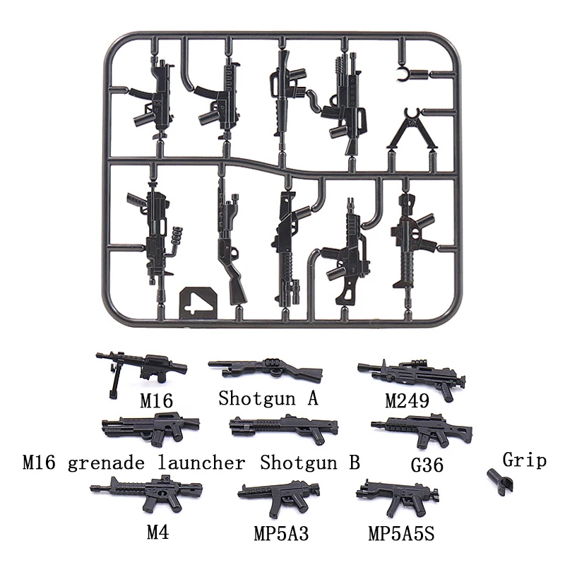 35PCS City Police SWAT Heavy Weapons Military Building Blocks Machine Guns AK MOC WW2 Soldiers Army Bricks Accessories Kids Toys