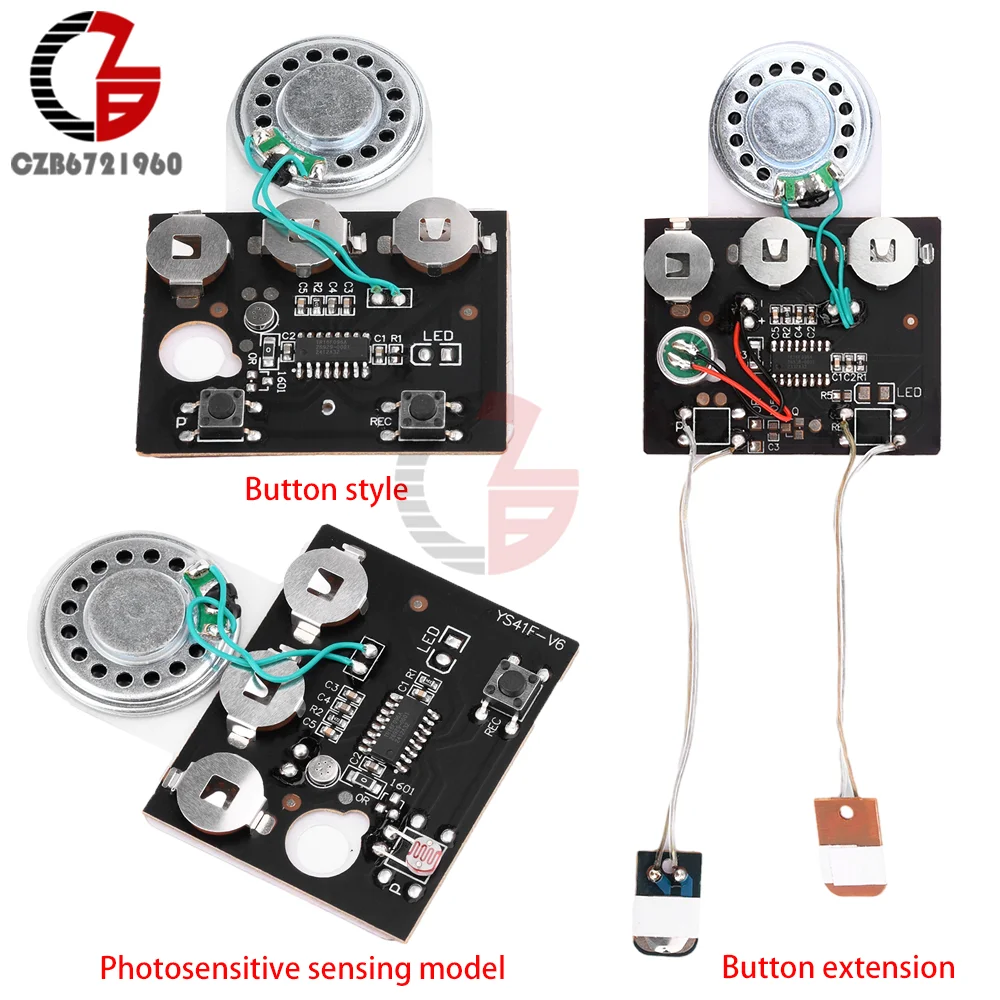 DIY 30S Audio Voice Recording Playback Module Button/Photosensitive Key Control Programmable Chip Audio Module for Greeting Card