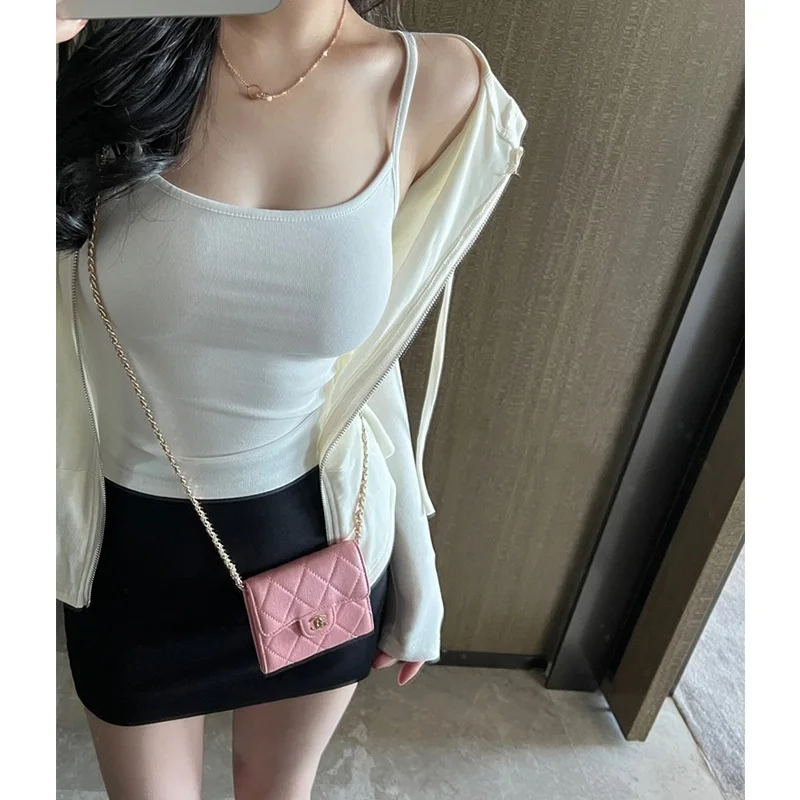 Women's Integrated Camisole Vest with Chest Pad Small Strap Summer Outdoor Wear Inner Match Beautiful Back Bra Short Top