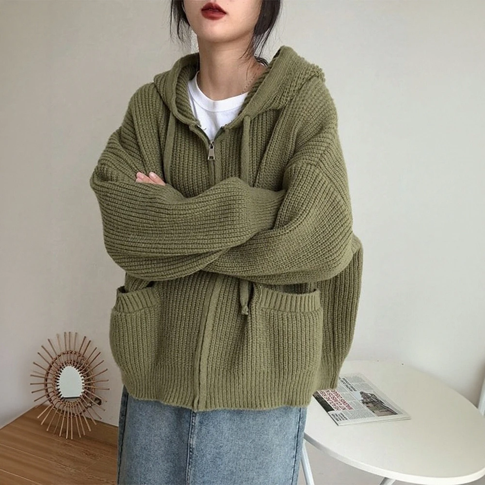 

Women's Casual round Neck Cardigan Fitted Long Sleeve Open Front Knitwear Straight Tube Sleeve No Decoration