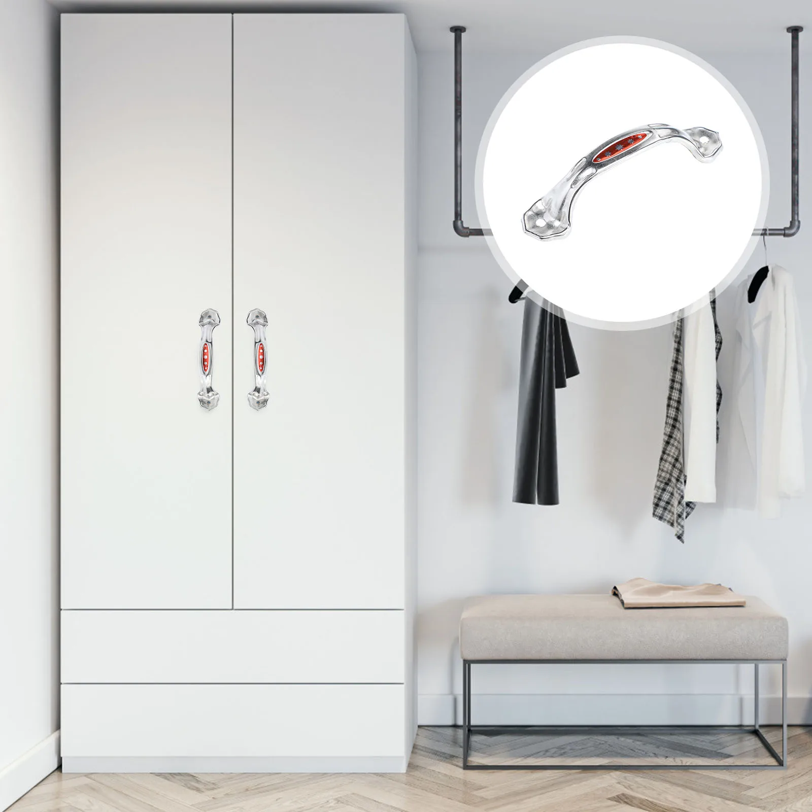 

20pcs Closet Door Handles Simple Stainless Steel Pull Handles Durable Cupboard Knobs For Home Garage Furniture Storage