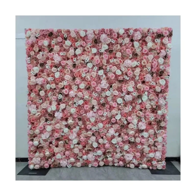 Parete di fiori artificiali roll up flower wall per fondale di nozze