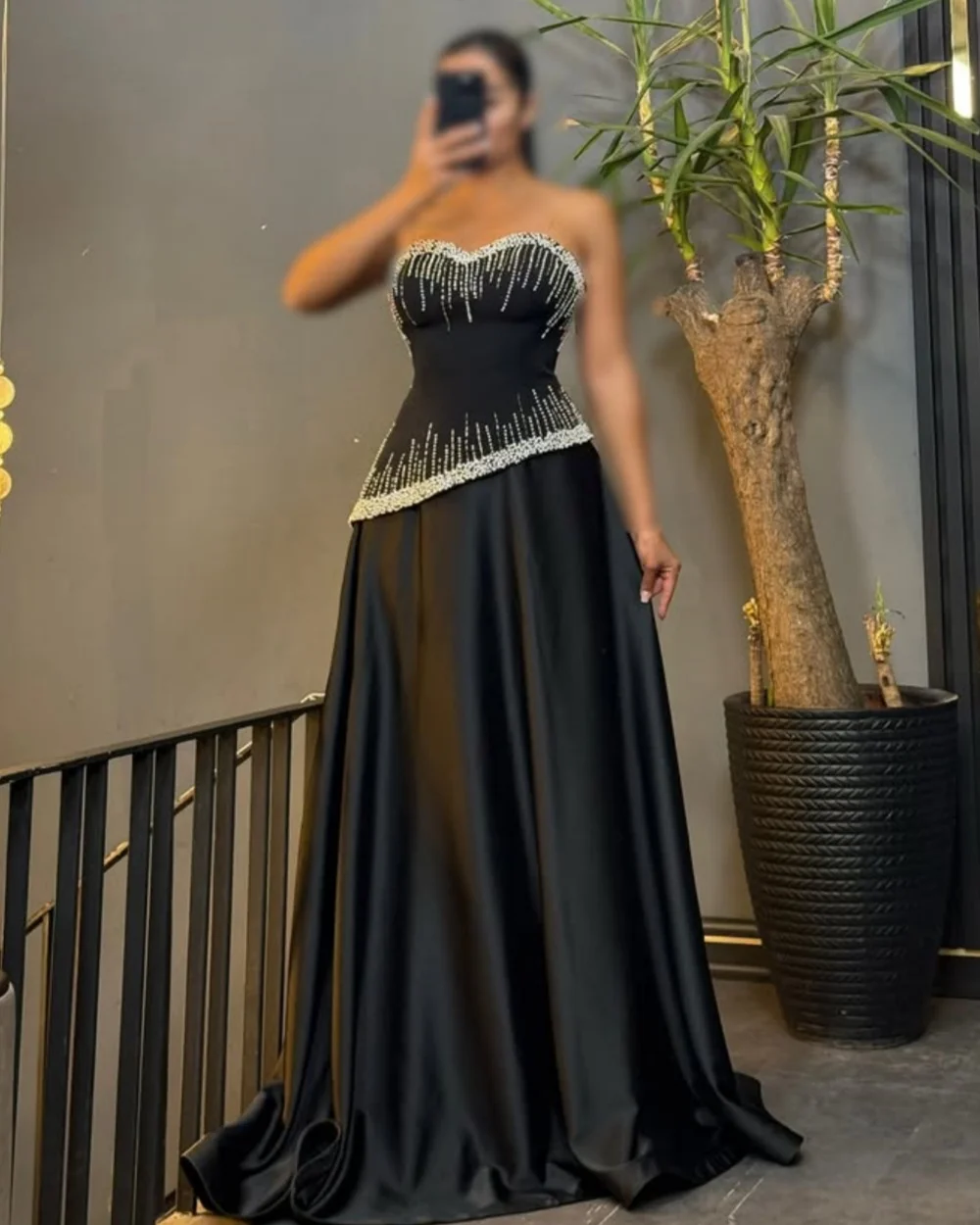 

Customized High Quality Elegant Charmeuse Beading Pleat A-line Strapless Long Dresses Bespoke Occasion Dresses Formal Fashion