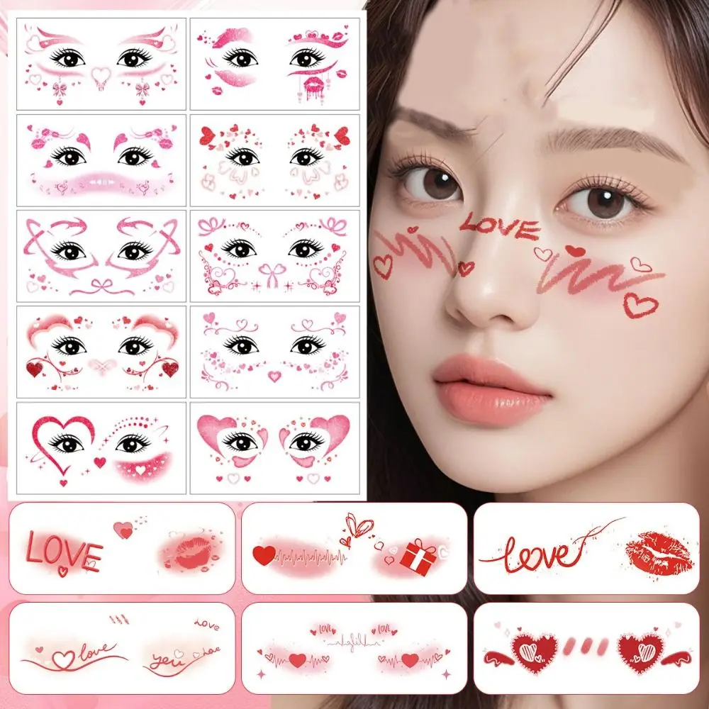 

Heart Waterproof Freckles Blush Stickers Facial Art Long Lasting Face Temporary Tattoos Disposable Makeup Stickers Concert