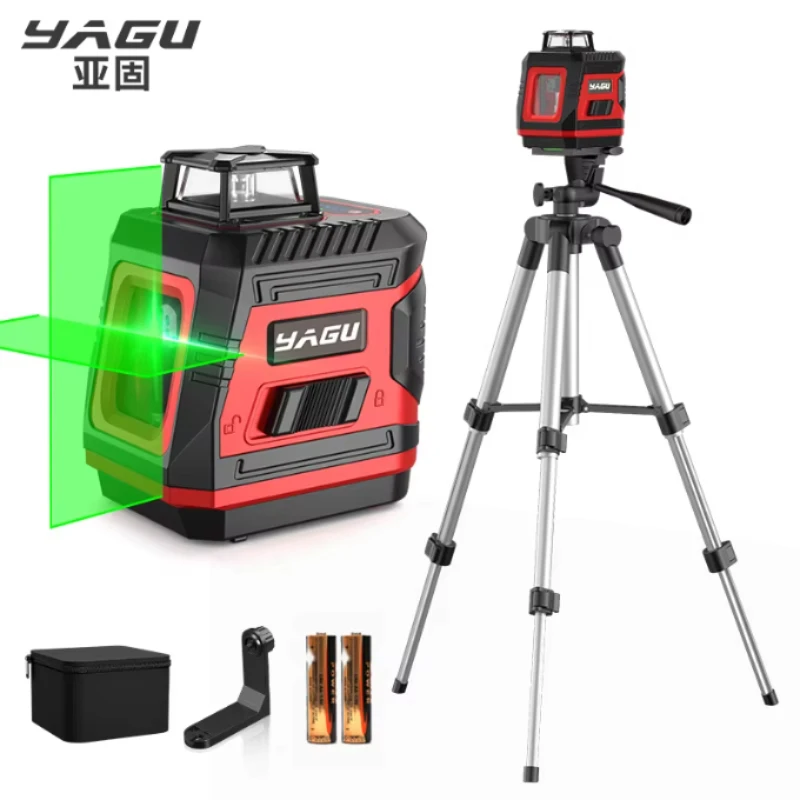 YAGU 2/5 Line Laser Level Green Cross Laser Tool With Tripod Set Vertical And Horizontal Lines 360 Degree Rotation Self-leveling