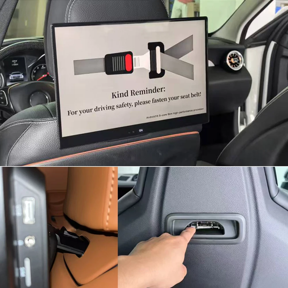 

2026 NEW 4GB+64GB TV Screen For Porsche Rear Seat Entertainment System Headrest WiFi Android 16.0 Car Pillow Monitor 13.3 Inch