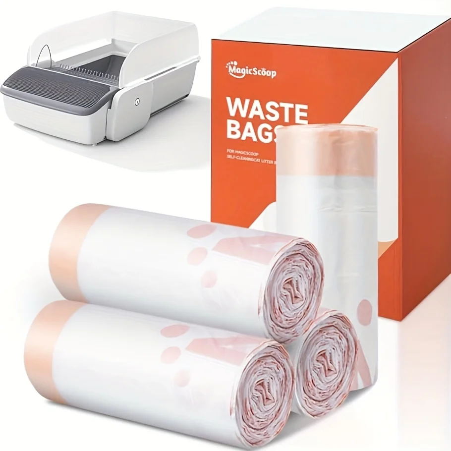 

4 Rolls (80 Count) Waste Bags For MagicScoop Self-Cleaning Cat Litter Box, 1.85gal Large Capacity Automatic Litter Box Liners, Durable Leak-Proof Trash Bags