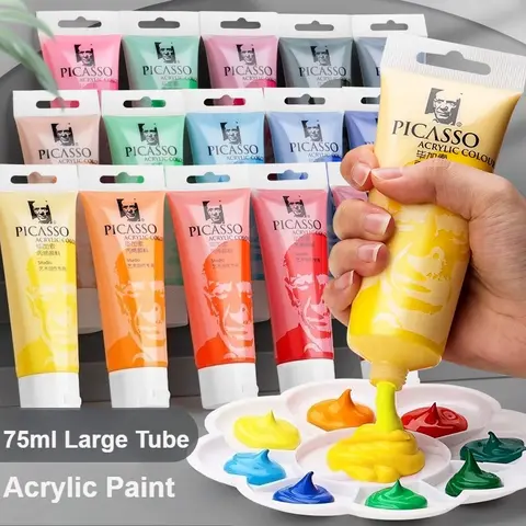 Pintura acrílica de 75ml, no tóxica, no se decolora, pigmentos ricos para pintores, adultos para lienzo, madera, arcilla, tela, suministros para manualidades de cerámica