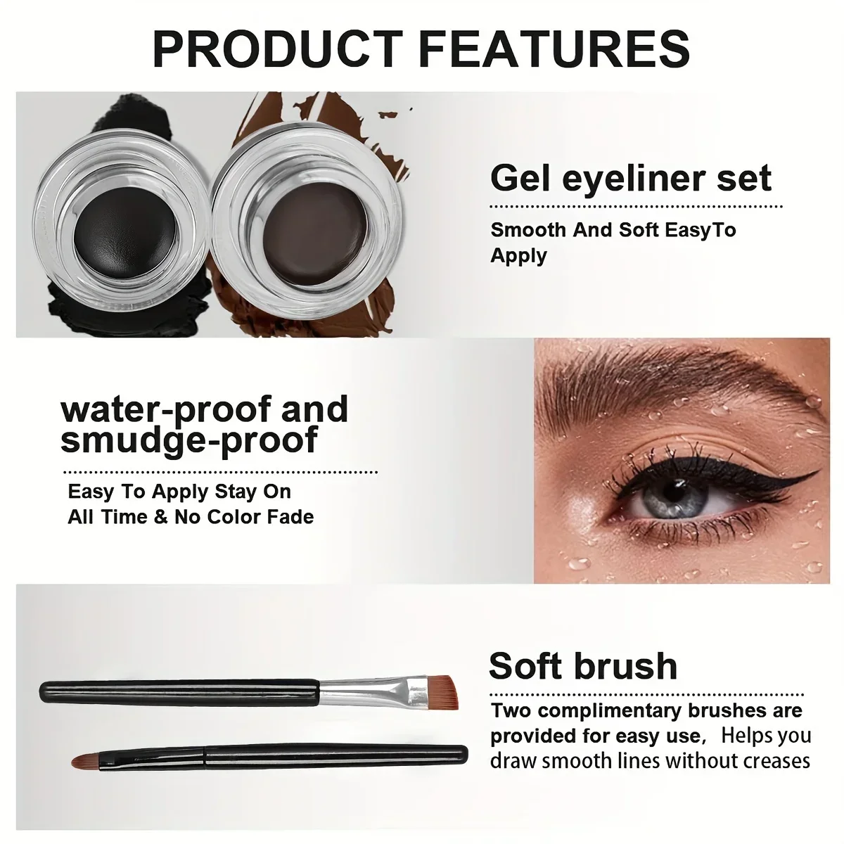 2 Stück/Set, Eyeliner-Gel und Augenbrauen-Pomade, wasserdicht, schweißfest, wischfest, langlebig, zweifarbig, einfach aufzutragendes Augen-Make-up-Set