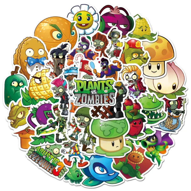 50pcs Cartoon bonito clássico jogo plantas Vs Zombies (PVZ) crianças adesivos