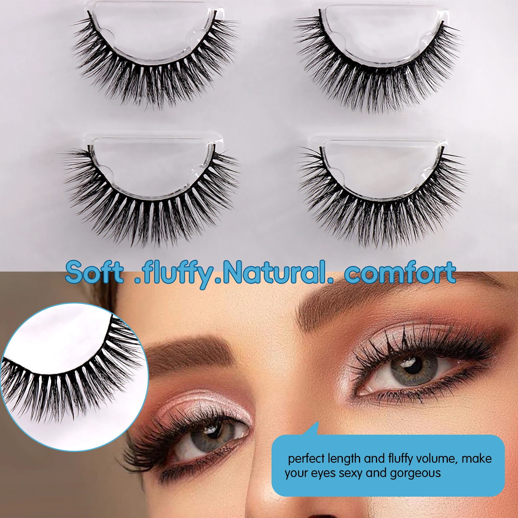 COAST GIRL 7 Paar 3D-Kunstwimpern mit Vollstreifen – natürliche, weiche und voluminöse, handgefertigte Kunstnerzwimpern, wiederverwendbar für den Alltag