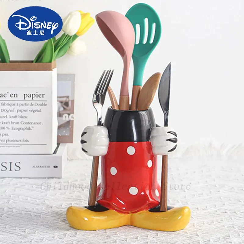 Kawaii Disney Mickey Mouse Action Figure Toys Ceramic Vase Chopstick Tube Storage Bucket Creative Doll Cute Christmas Gifts