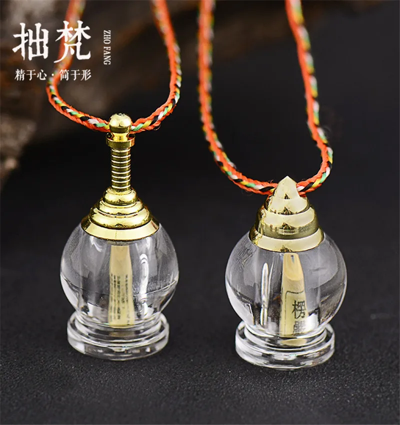 Clear Acrylic Tube Urn Keepsake Bottle Wishing Necklace Pendant Small bell shaped Steel Screw Cap Vial Ashes Memorial Pendant