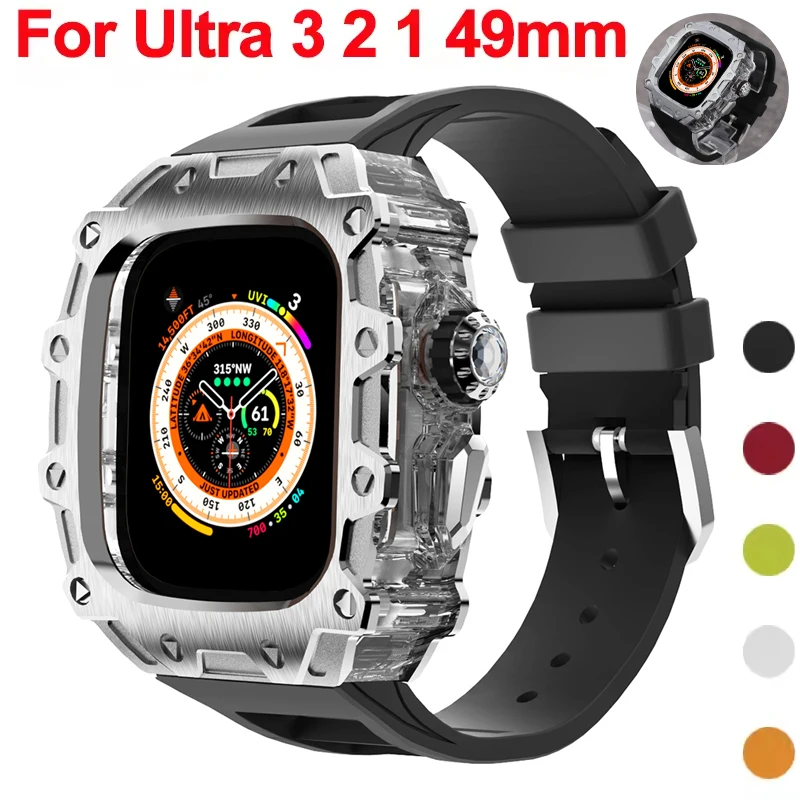 

Комплект модификации для IWatch Ultra3 49 мм, роскошный чехол из нержавеющей стали с хрустальной кнопкой для Apple Watch Ultra2/1 49 мм, комплект модов