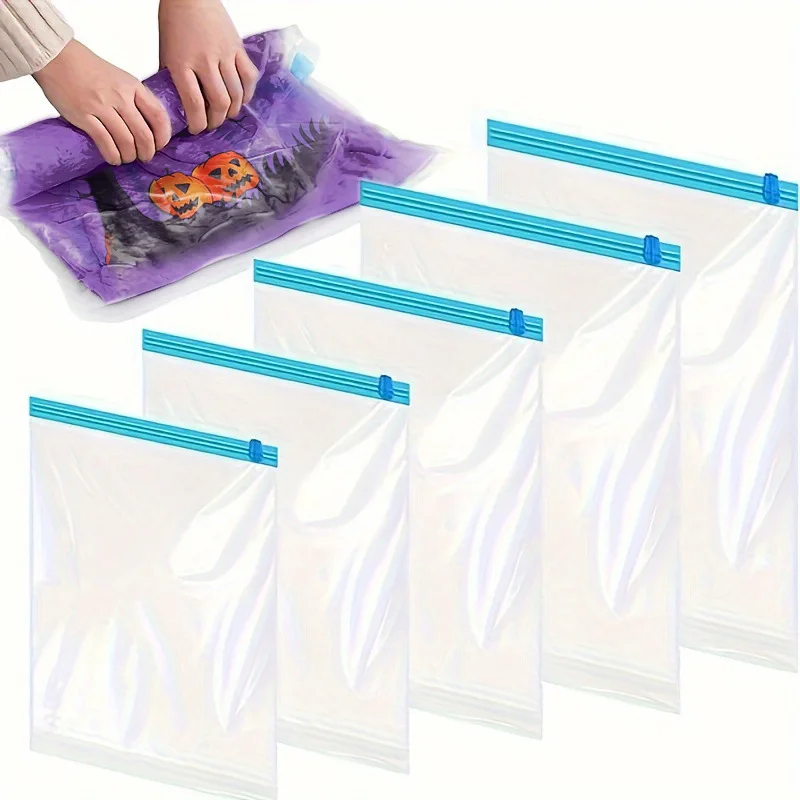 10/1PCS Reusable Vacuum Storage Sealing Bags with Hand Clear Folding Compressed Space Saving Vacuum Bag for Clothes Travel - Image 5