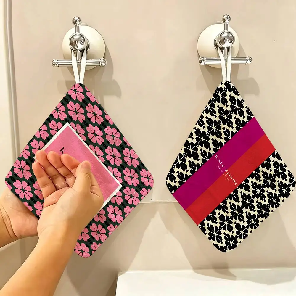 K-Kate-SpadeS Flower Reusable Hanging Kitchen Towel, Polyester Cotton Soft Fabric for Office Home Daily Life