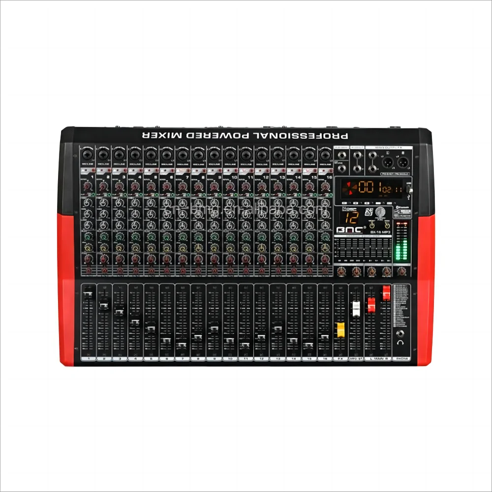 Consola mezcladora alimentada por Audio DM a la venta, consola mezcladora de potencia con amplificador de potencia, mezclador activo 650W * 2