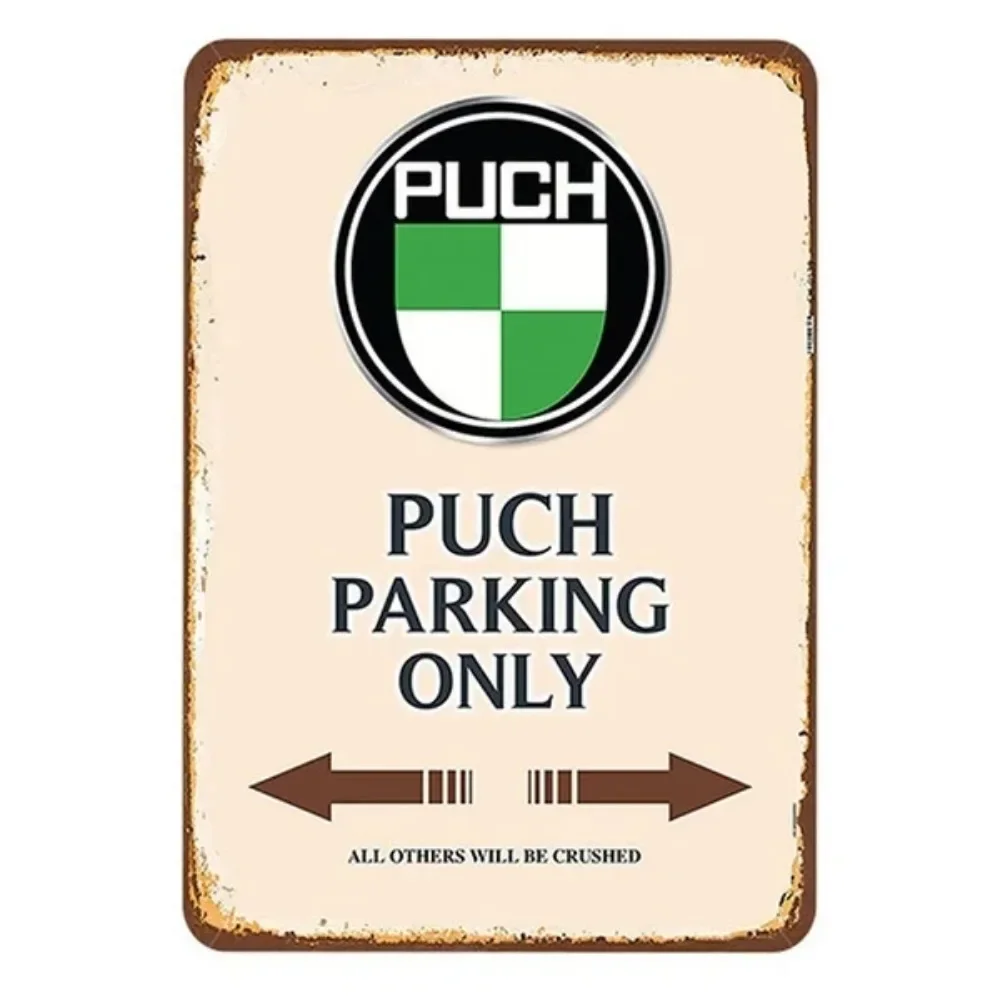 Puch Motor Parking Sign Vintage Metal Tin Plate Retro Iron Painting Wall Decoration for Garage Outdoor Decor