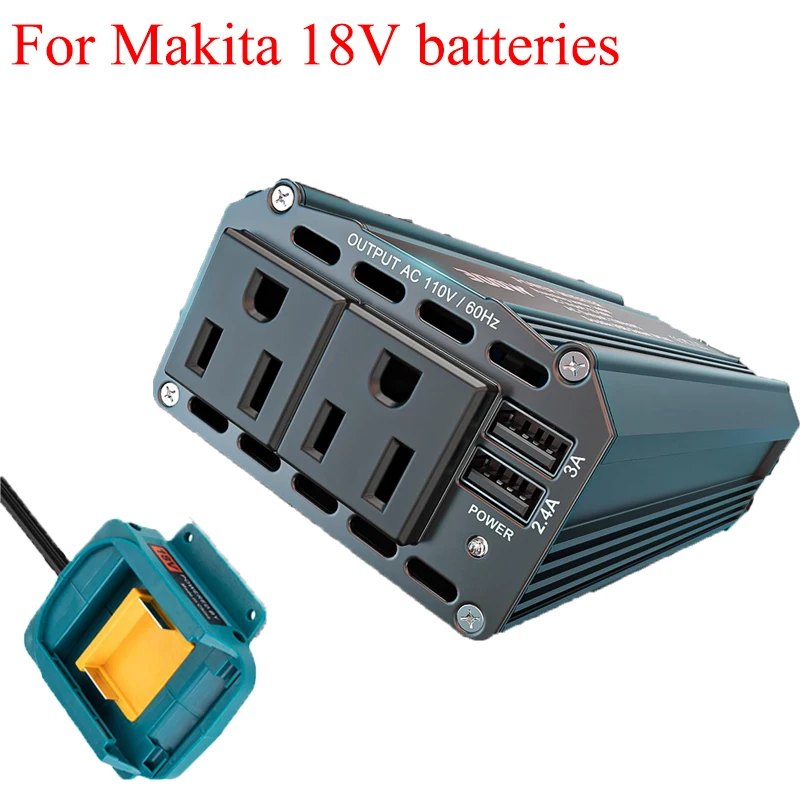 

Портативный адаптер для работы на открытом воздухе, 300 Вт, интеллектуальный трансформатор, инверторная электростанция, совместимая с батареями Makita/DW/Milwaukee 18/20 В