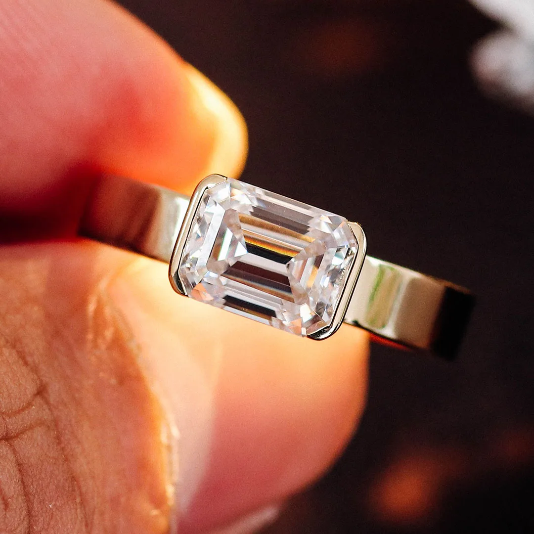 Provence 10K/14K/18K Moissanite Engagement Rings for Women Emerald Cut 3 CT D Color DIY Jewelry Luxury Ring With GRA Certificate