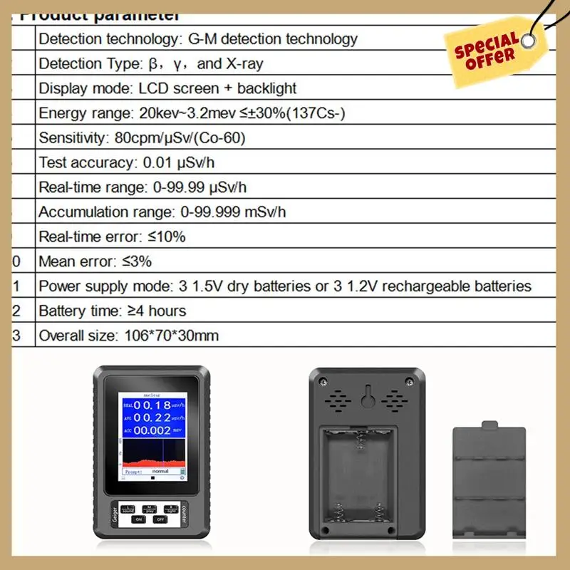 Detector de radiação nuclear contador geiger pessoal BR-9B XR-1 dosímetro detector de mármore beta gama-WMAN