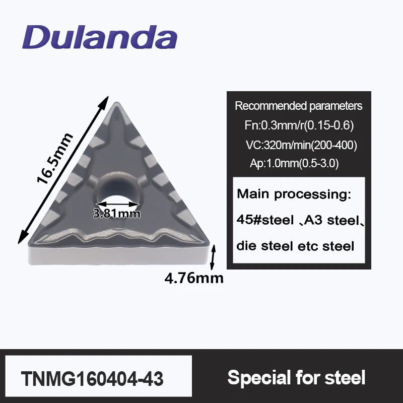 

Free Shipping CNC Indexable Carbide Inserts TNMG160404 43 LC6125 for Lathe Machining Steel Durable CVD Coating Turning Tools