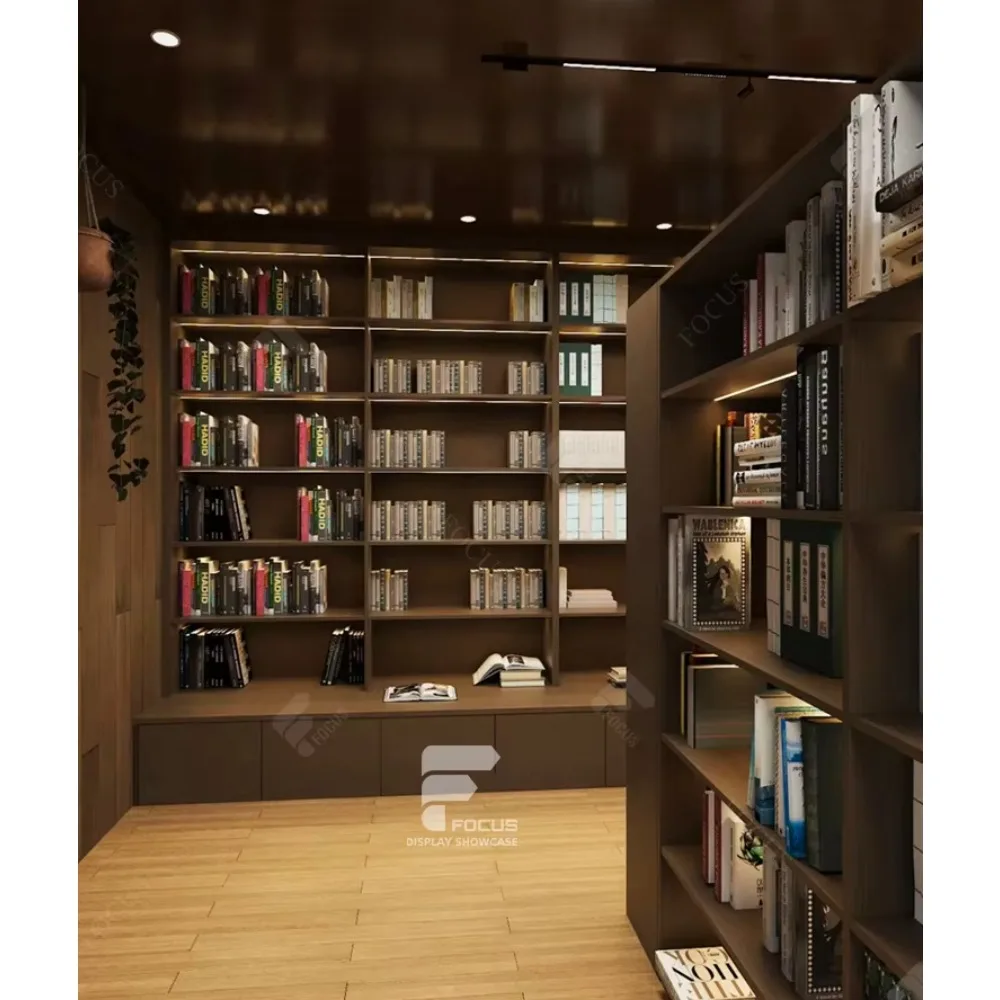 Wooden Library Wall Bookcase Book Display Rack For Bookstore School Library Furniture