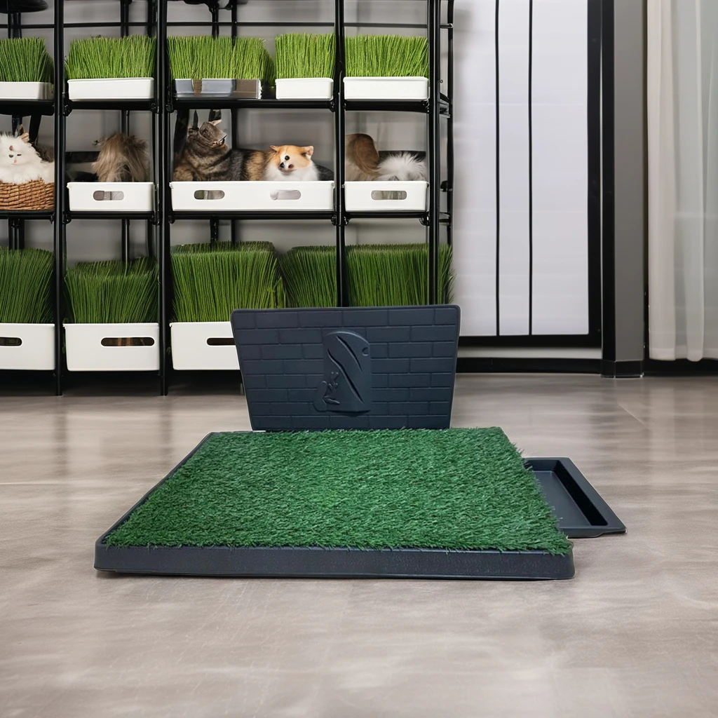 

3-Layer Plastic Dog Potty Tray with Wall Pet Puppy Training Toilet Pad Pee Baffle Dog Grass Mat