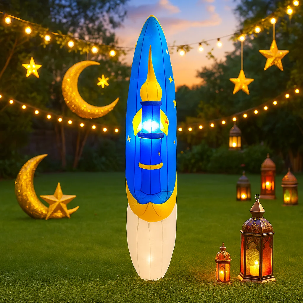 1.5 متر/4.9FT لتقوم بها بنفسك نفخ مسلم رمضان الديكور LED مضاءة القمر سحابة ساحة في الهواء الطلق زخرفة الكمال عطلة هدية عيد لعبة #4