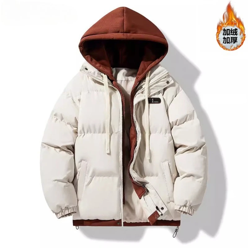 

Winter new cotton jacket men's loose hooded fake two-piece thick warm cotton jacket casual cotton jacket