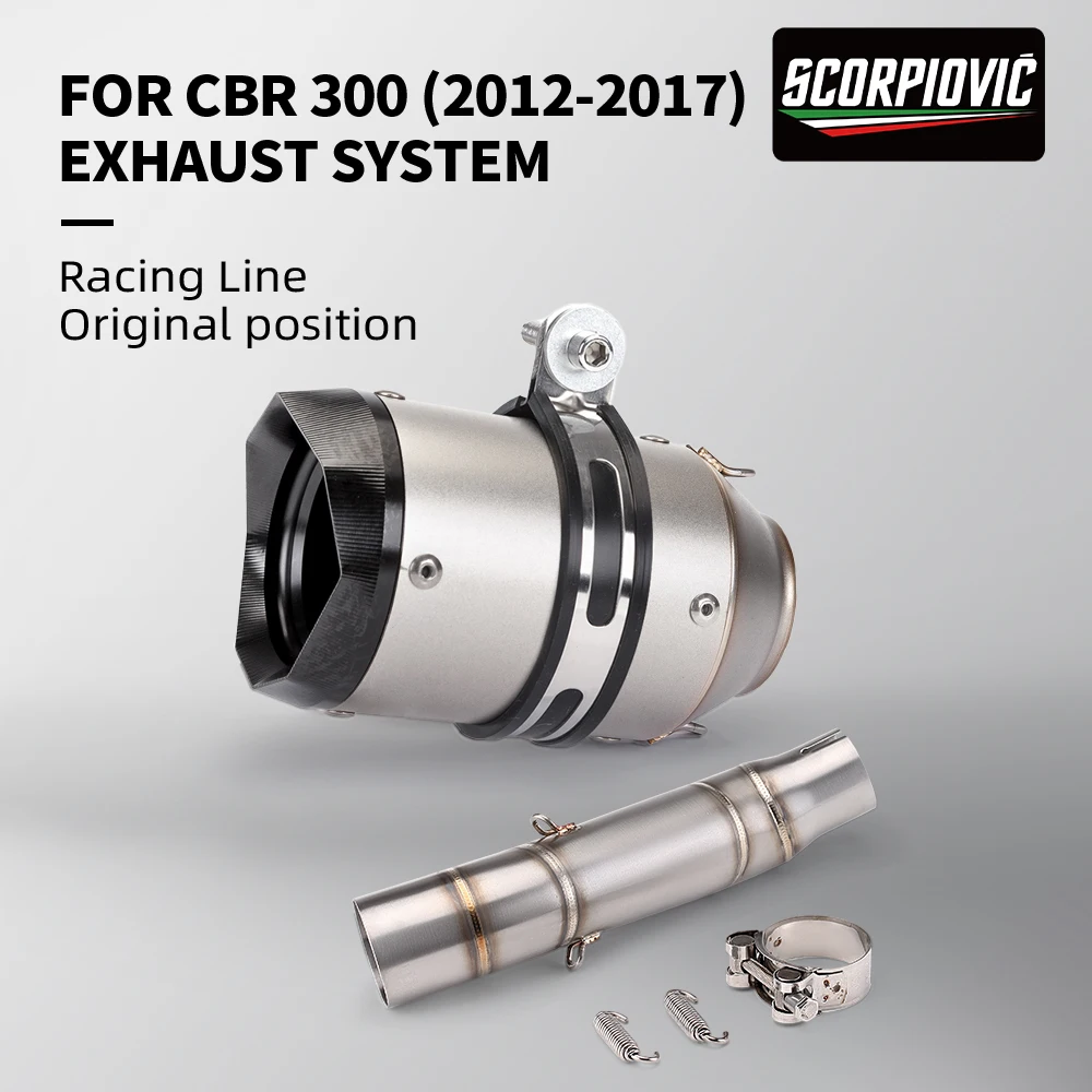 

Motorcycle exhaust pipe For CBR300 2012-2017 with the carbon fiber muffler