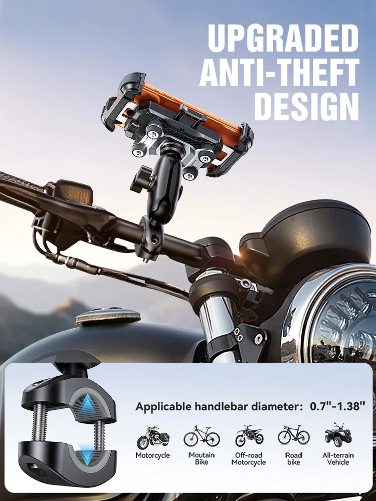Uchwyt na telefon motocyklowy Joyroom z tłumikiem wibracji, uniwersalny uchwyt rowerowy na telefon do roweru, skutera, ATV/UTV JR-ZS498S — zdjęcie produktu 4