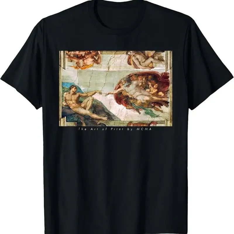 The Creation Of Adam Michelangelo Sistine Chapel Print T Shirt