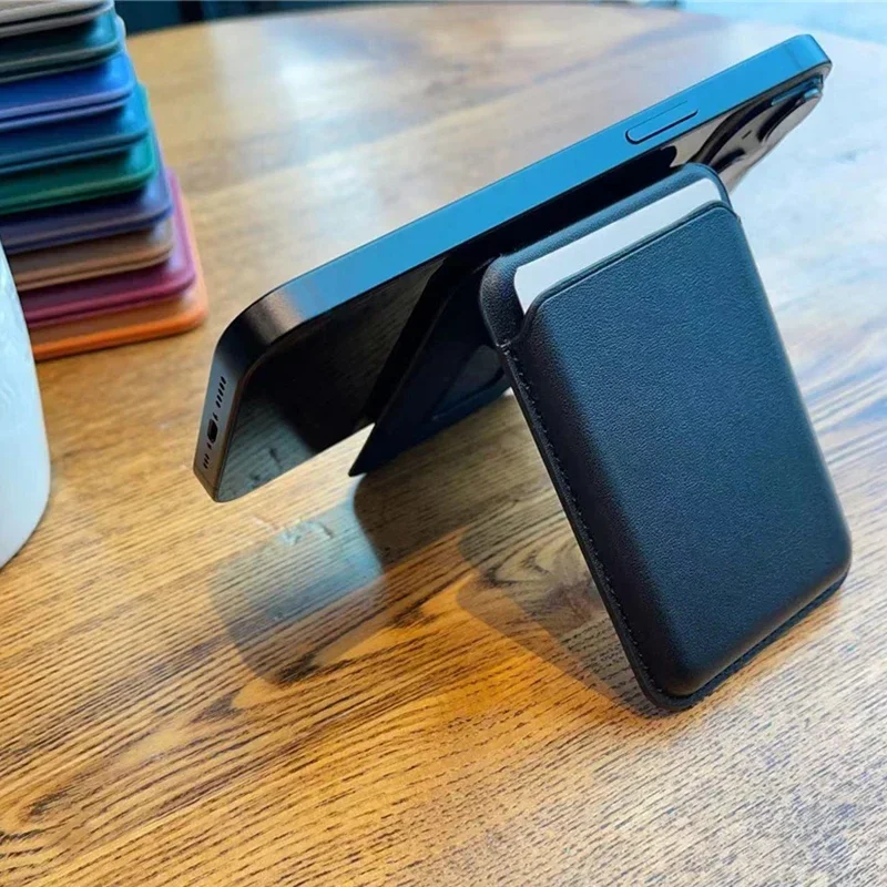 أضعاف المحفظة المغناطيسية حامل ل Magsafe حامل بطاقة جلدية آيفون 16 15 14 13 12 برو ماكس البنك بطاقة الهوية غطاء حقيبة الملحقات