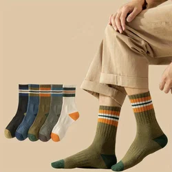 5 pairs of socks men's socks in autumn and winter ins tide Joker breathable sweat-absorbent sports socks men plus velvet pa