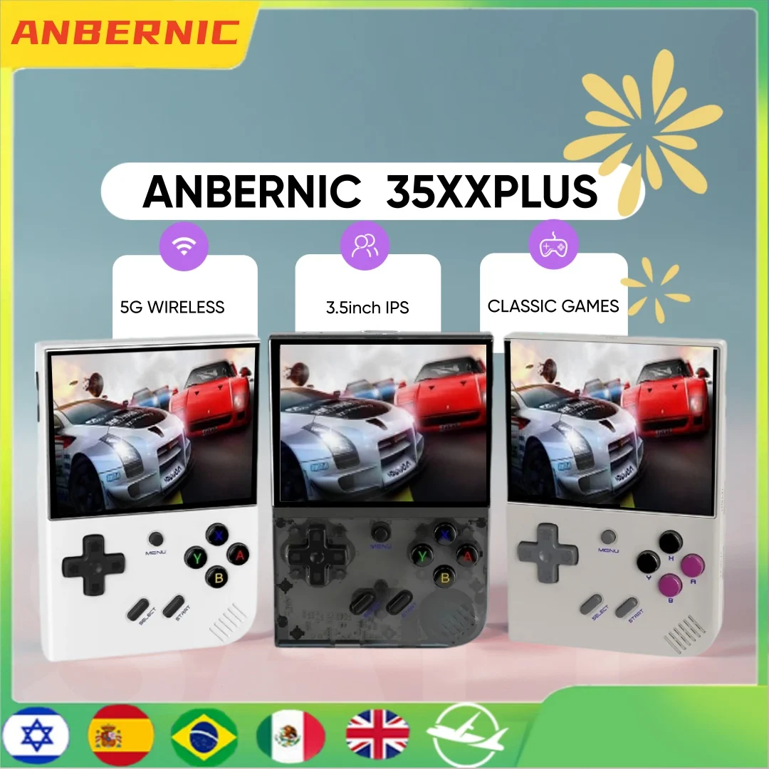 

ANBERNIC RG35XX Plus 5G Wifi Retro Handheld Game Console ARM Cortex-A53 Linux Portable Support Wireless/Wired Controlle