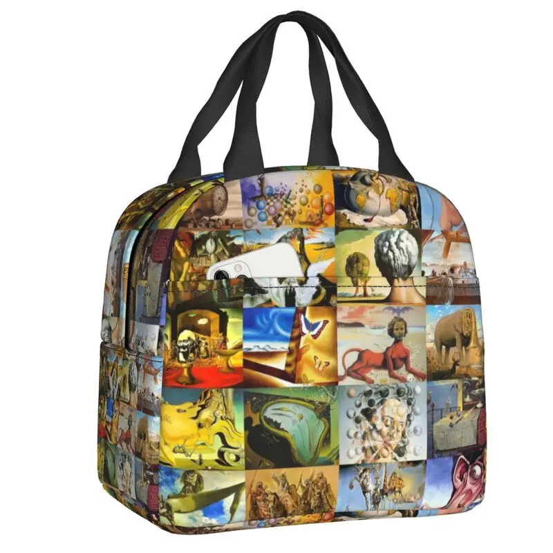 

Salvador Dali Artwork Thermal Insulated Lunch Bags Women Painting Art Portable Lunch Container for School Multifunction Food Box