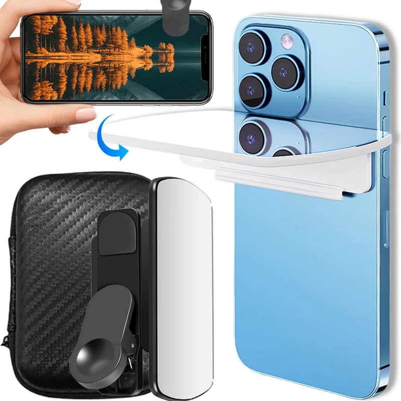 HD Glass Smartphone Photography Flip Mirror Adjustable Cellphone Camera Mirror Reflection Clip Kit for iPhone Xiaomi Google
