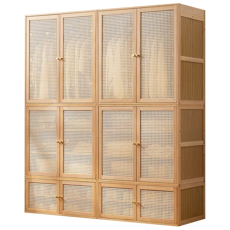 Simple Floor Standing Wardrobe with Door Multi Layer Dustproof Storage Cabinet for Bedroom Rental Home